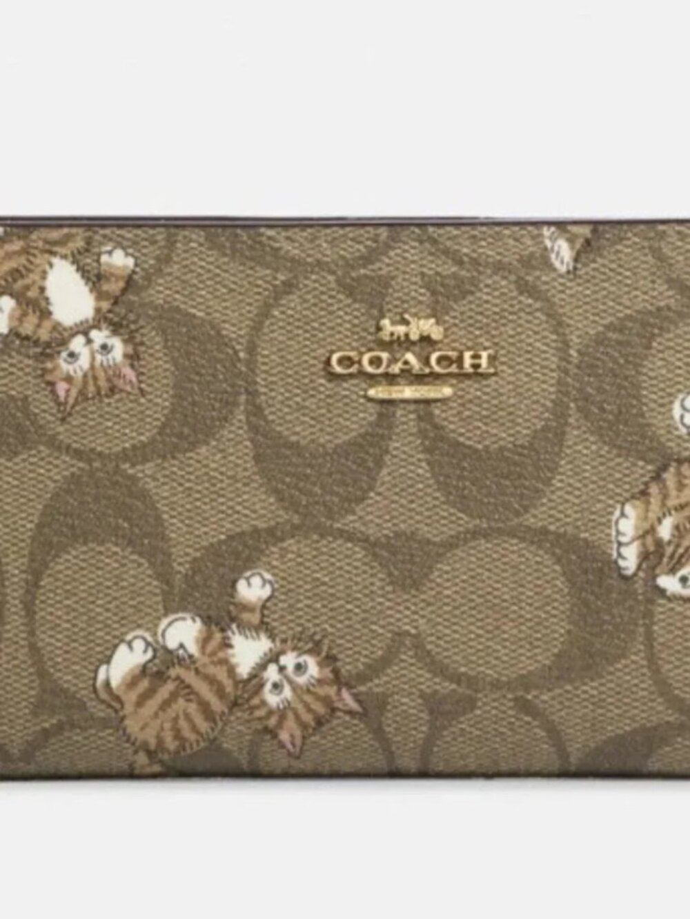 Coach Tabby Cat Kitten Dancing Kitty Long Slim Wallet Cards Bills Coin Sig CC926 - Picture 12 of 12